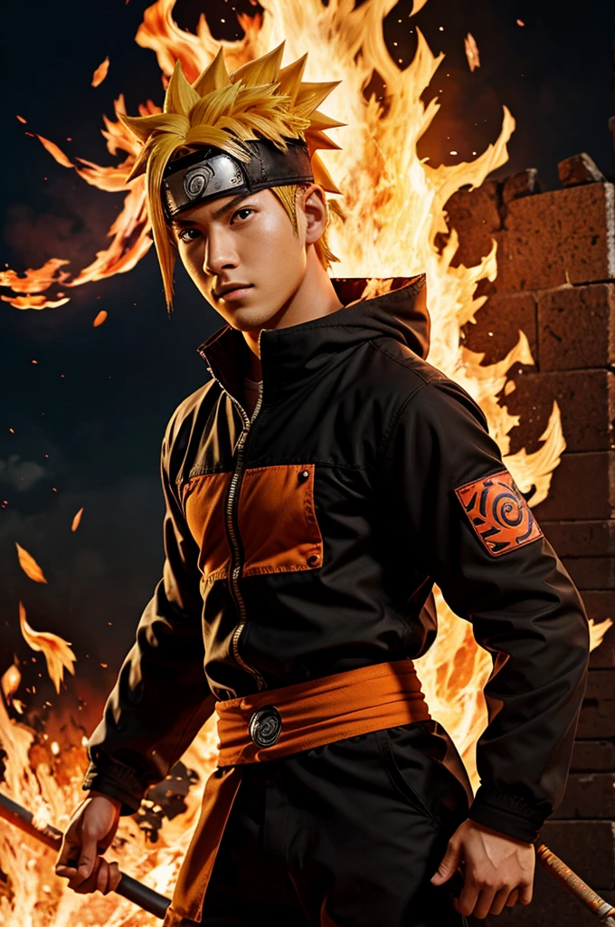 Naruto with fire background 