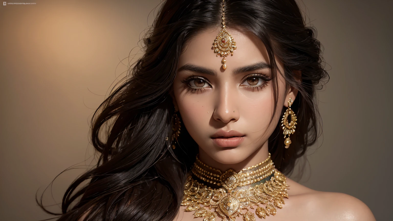 a beautiful mysterious indian woman, intricate detailed face, piercing eyes, long eyelashes, delicate skin, natural beauty, flowing hair, candid elegant pose, dramatic lighting, cinematic mood, muted color palette, chiaroscuro lighting, high quality, photorealistic, 8k, intricate details, professional rendering