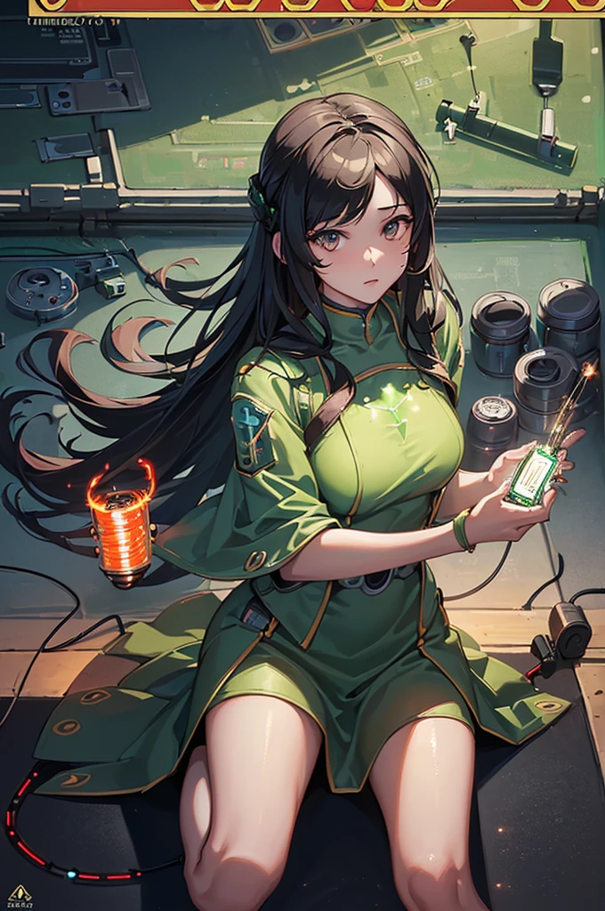 (work of art, high qualiy, best qualityer, offcial art, Kale beauty and aesthetics:1.2),(fire element:1.1),composed of fire elements,(1 girl:1.45),(Gundam:0.6),highly realistic, sensual poses, transparency,Sci-fi light effects,(illuminated circuit board:1.6),United Kingdom,Kale,Flame,