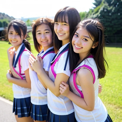 Japanese high school girls、、Front Angle、Stand upright、smile、underwear