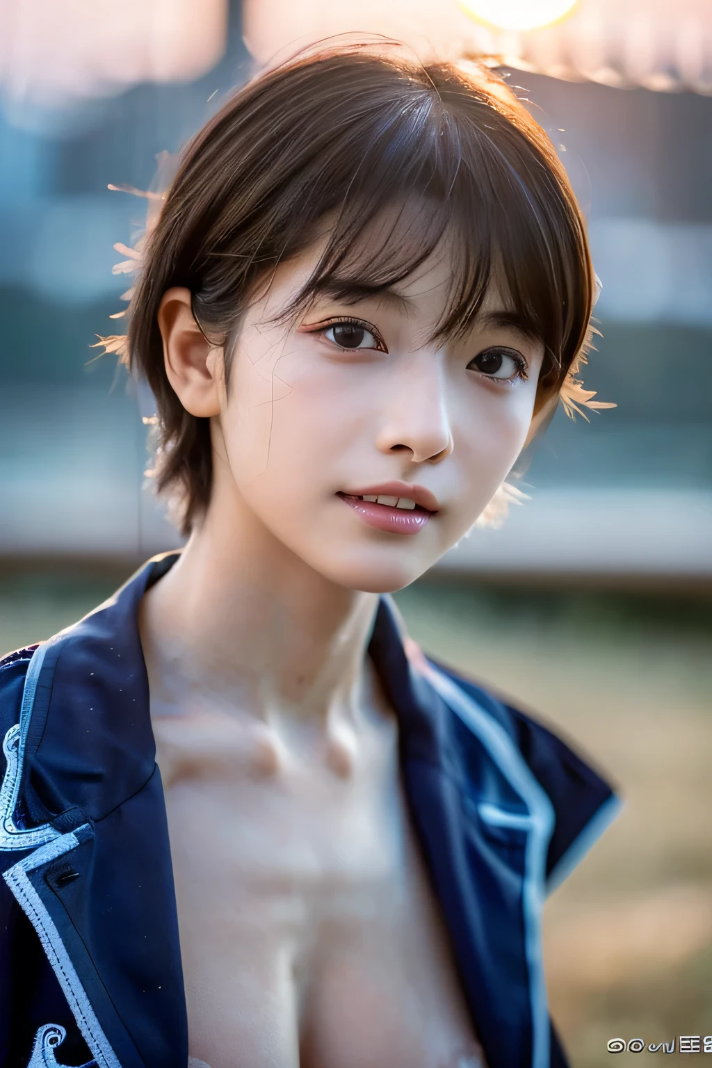 (Hyper Reality: 1.35), (Realistic: 1.4), A beautiful Japanese woman, smile, alone. (((No makeup))), masterpiece, 最high quality, high quality, alone, Very good, Puberty, Only one girl, Well-trained slim body, muscular, slim body, breasts apart, (最high quality)),((Very delicate and beautiful)),((Very shallow depth of field)), ((Incredibly shallow depth of field)). Familiar, ((Very delicate and beautiful)), (((Very shallow depth of field))), (((Unbelievably absurd))), dark brown hair, blowing boyish bob hair, shag messy hair, wolf cut, big hair, Windで揺れる髪, Slim body type, ((( Camera Eye)))), (((small ))), Looks like a salon model, Cool face, Neutral facial features,(ecstasy:1.3) ,(slut:1.2),(vulgarity:1.3),(fucked silly:1.1),(steam:1.1),(Wet:0.8),(trembling:0.8),(tears:0.7) ,(drooling:0.6),(sweat:0.8),open mouth, poor, Dynamic Angle, Focus on women, {Particles of light}, Detailed Background, Soft lighting, (dramatic), sunset, very beautiful sunset, Live Action, Realistic, (blurred background), ((())), (((Wind))), ((Movement)), ((emotion)), ((colorful)), ((Baby Face)), Wither, sea background, (((Cowboy Shot:1.3))), (((micro bikiini))) , (((nsfw:))),((small breast)),
