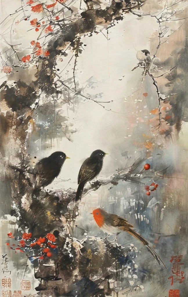 masterpiece,best quality,illustration,Fu Baoshi,