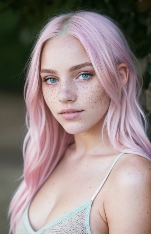 photo of beautiful age 18 girl, pastel hair, freckles sexy, beautiful, close up, young, dslr, 8k, 4k, ultrarealistic, realistic, natural skin, textured skin