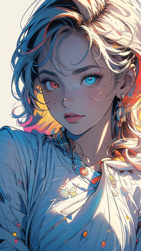 (((masterpiece, highest quality))),(((solo:1.2))),(((1girl:1.2))),32k wallpaper, very detailed,(((((portfolio))))),(((((Close-up))))),(((((bust up))))),((((more various angle)))),((((highlight)))),((((heterochromia)))),(((complete. detailed face))),(Colorful color scheme),(((((Absolutely simple background))))),marvel super hero's,retrowave,vaporwave,60s,70s,80s,cigarette