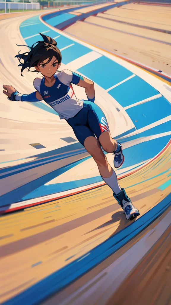 Competing in track cycling at the Olympics。