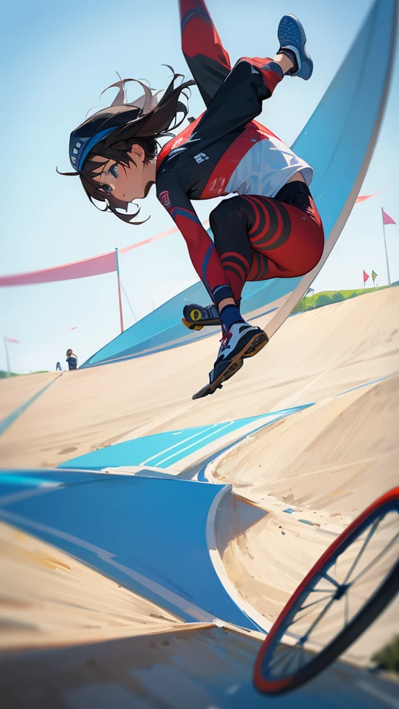 Competing in BMX freestyle at the Olympics。