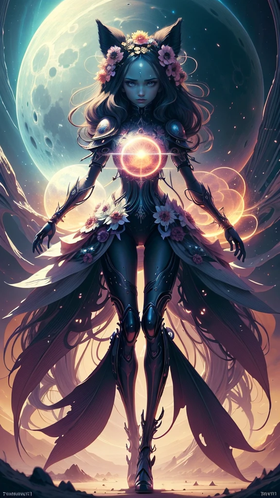 Digital art, by IrinaKapi.
Anthropomorphic flower, a fantasy abstraction. Close up. Bright. Beautiful.
This is a story about a divine flower in the middle of the desert. Fantasy night, full moon, surrealism, masterpiece, fairytale