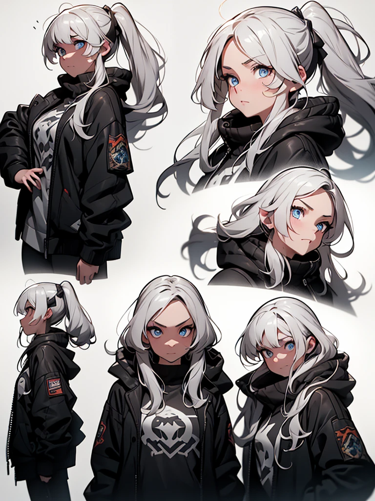 a beautiful girl with long white hair and piercing blue eyes, wearing intricate fantasy-inspired plate armor, standing against a grey background, full body portrait, (best quality,4k,8k,highres,masterpiece:1.2),ultra-detailed,(realistic,photorealistic,photo-realistic:1.37),cinematic lighting,extremely detailed facial features,fantasy,medieval,epic,dramatic pose,digital art,concept art