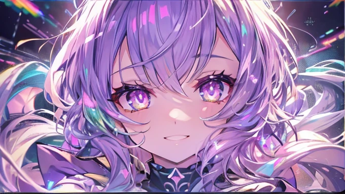 whole body:2 Equipment:2、((City of night))),((Ultra-detailed,Highest quality, High resolution)), (1 girl)(eye shadow, Eyeliner,Glow Eyes, Ultra-detailed目, Complex eyes, Beautiful Eyes, Frills.smile .machinery background.((High contrast RGB effect, LED Effect, Kaleidoscope effect, Glowing effect, Ripple effects, Glitter RGB Effect)) 