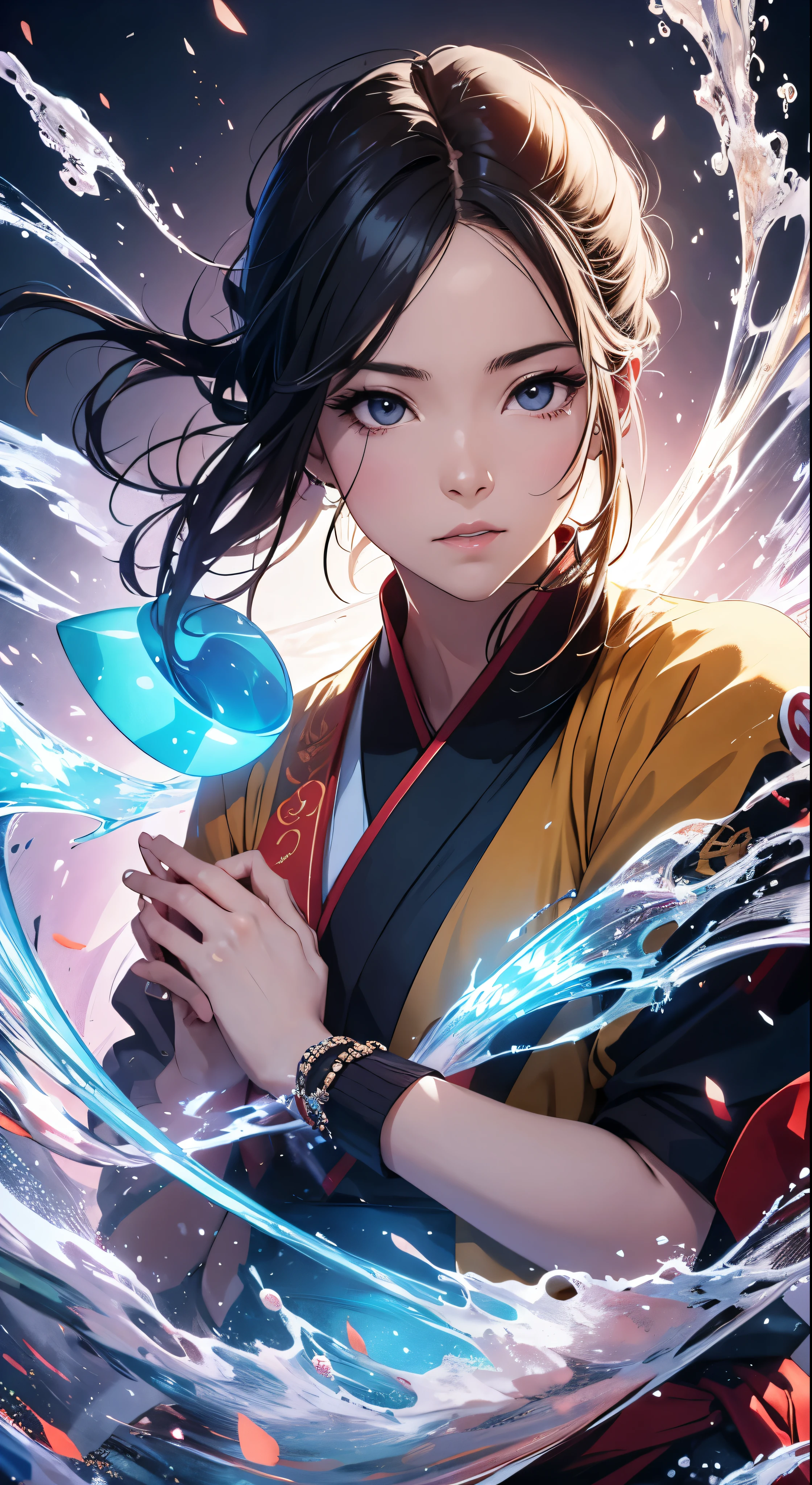 with high definition images、Epic Ninjutsu Shot、front、Award-winning photography、Beautiful Iga Ninja、Female ninja、Glowing Sword、In red photorealistic ninja style、The face is showing、Ultra-realistic illustrations、Facial details、Cinematic Screenshots Unreal Engine、Zbrush3DアートVray、Glow Special、Post Effects、Style expressive--S 400,High definition images of beautiful female ninjas,　Full body high quality images，With the castle in the background。