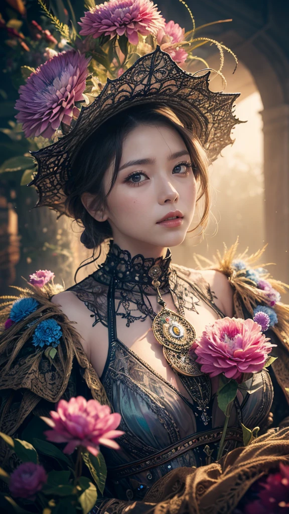 fog, light, dust, royal fractal, holographic cosmic flowers, illustration, mixed technique by Pablo Amaringo "Merriam, Nikolina Petolas, Peter Grik, Dariusz Klimczak, surreal hallucinatory, intricately detailed sharp focus", digital art, perfect composition, beautiful detailed, intricate, insanely detailed octane rendering trending on artstation, 8k art photography, photorealistic concept