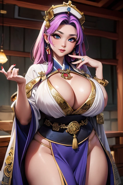 ((masterpiece, best quality,((feudal Korean village )), ((busty bitches)), perfect eyes, perfect anatomy))  ((Exquisite lighting, highly dramatic picture, Cinematic lens effect))      my friend's  milf moM doing a sexy photoshoot (exotic priestess robes, cheap jewellery, random coloured hair with streaks, exquisite tattoo)(location: mystical Korean village with evil magic)