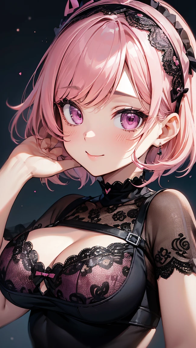 (4K quality:1.3),(Highest quality:1.3),(albino),(Whitening),(19 years old:1.3),(Large :1.6),Overdeveloped breastsg Breasts:1.Breasts,Extra large cheste of the largest breasts in the world,Saggy breas,Upper Body,smile,Japanese ctors,Overflowing breasts,(jewelry),Captivate a man,Cleavage,(Co1.5),(Celebrities:1.4),(thin:1.2),aist:1.4,(Night viewの良いホテル:1.1),(luxury:1.2),(Arisa Hanyu:1.5),(anorexia:1.4),(Night view:1.3),(Close up on face:1.2),Catchli,(Child face:1.6),(smile:1.1),(Lori:1.5),(Pink Hair:1.6),(Short HaDeep pink eyes:1.4),(2D cuten1.5),(Cute Makeup),Beautiful fingertips,Black lace collar,(black lace mask:1.3),(Grabbing a man's penis:1.4)