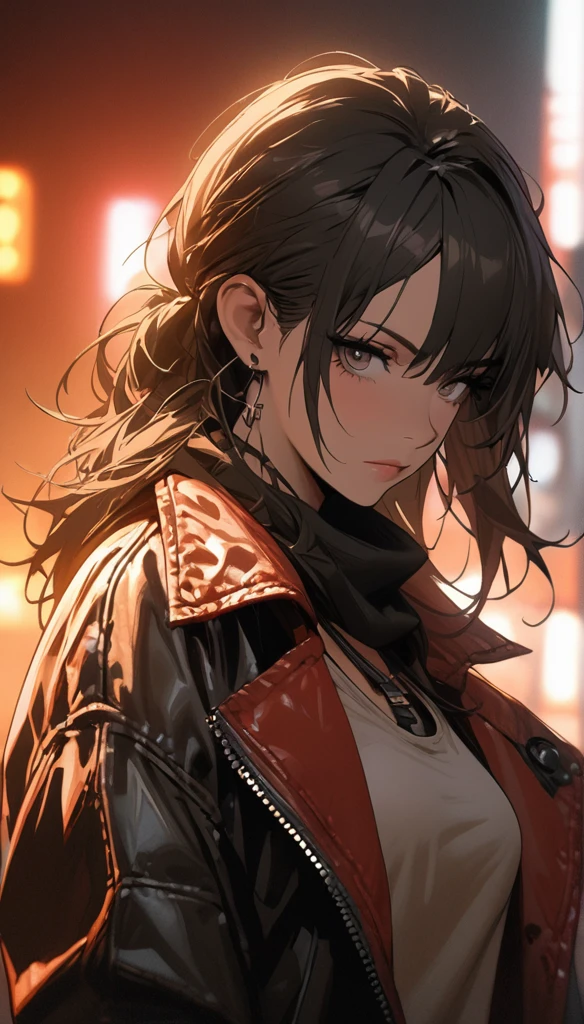 Portrait ung Woman ,Science fiction, Complex background punk, Mad Max , Futuristic, Post-apocalyptic, dark, Dim Lights, ((masterpiece, best quality, )),