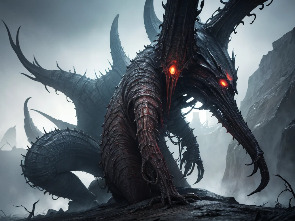 Transform nuts into eerie, horror-themed entities within a nightmarish scene. Utilize dark, atmospheric elements and fractal patterns inspired by the unsettling work of H.R. Giger.