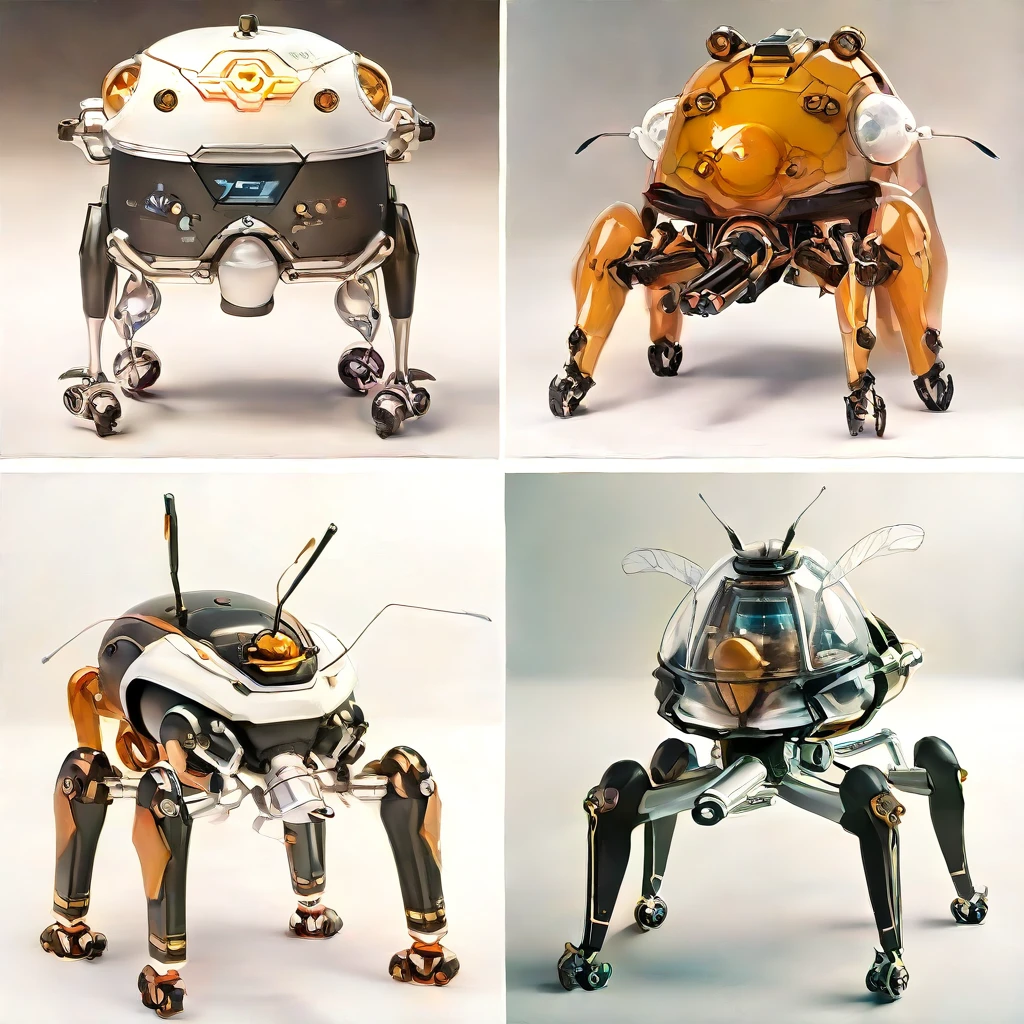 Mechanobiology, tachikoma, Cybernetic, insect, Mechanical Wing, Futuristic, Rich in detail