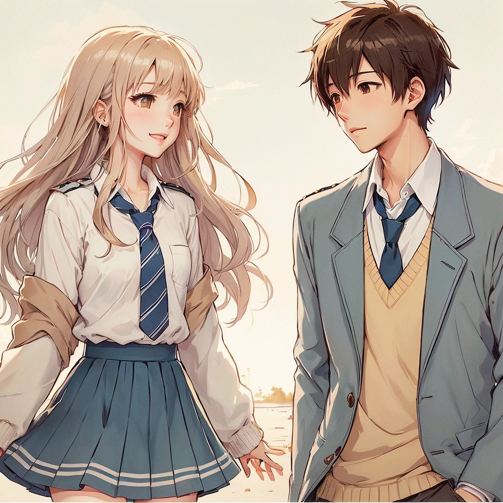 Anime-style images of men and women in uniform, Girl Romance, fiona staples and makoto shinkai, Cute Anime, Exciting Literature Club, Cute Anime style, Beautiful anime school girl, sakimichan and makoto shinkai, Style Anime, Lovely couple, Boys and Girls, everyone