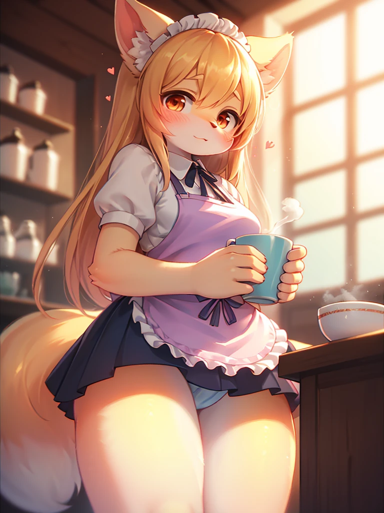 (Sumilux f1.4 50mm , low Latitude old color negative film , cross process , bokeh, flare, chromatic aberration , soft focus, (Shallow focus) , soft glow , Maximum aperture, low Key , Transparent depiction)  , hentai anime style , coquettish , Cafe clerk girl , blouse, apron, skirt  , heart is beating fast with anticipation , seduce move , steamy perineum , Thick pee , Pour pee into a cup