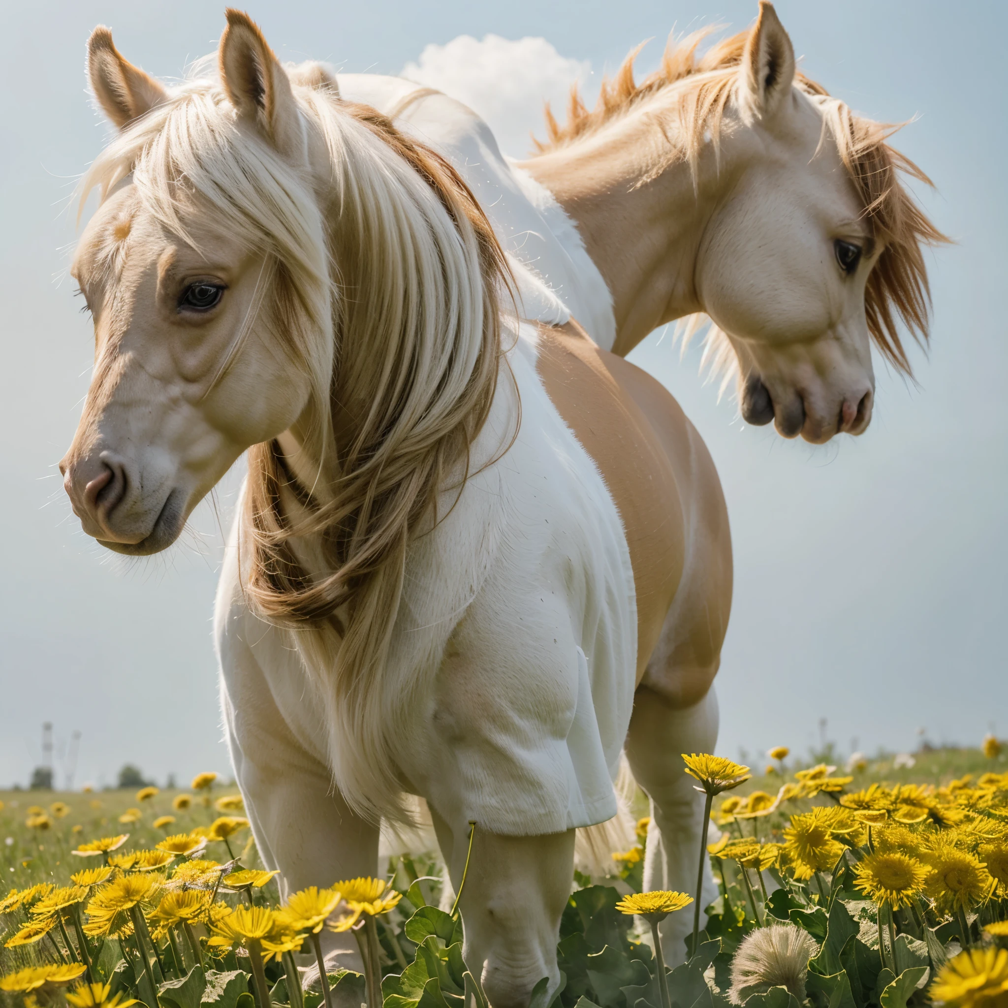 a cute pony with a cutie mark, 3 dandelions, white background, highly detailed, 8k, photorealistic, studio lighting, vivid colors, masterpiece