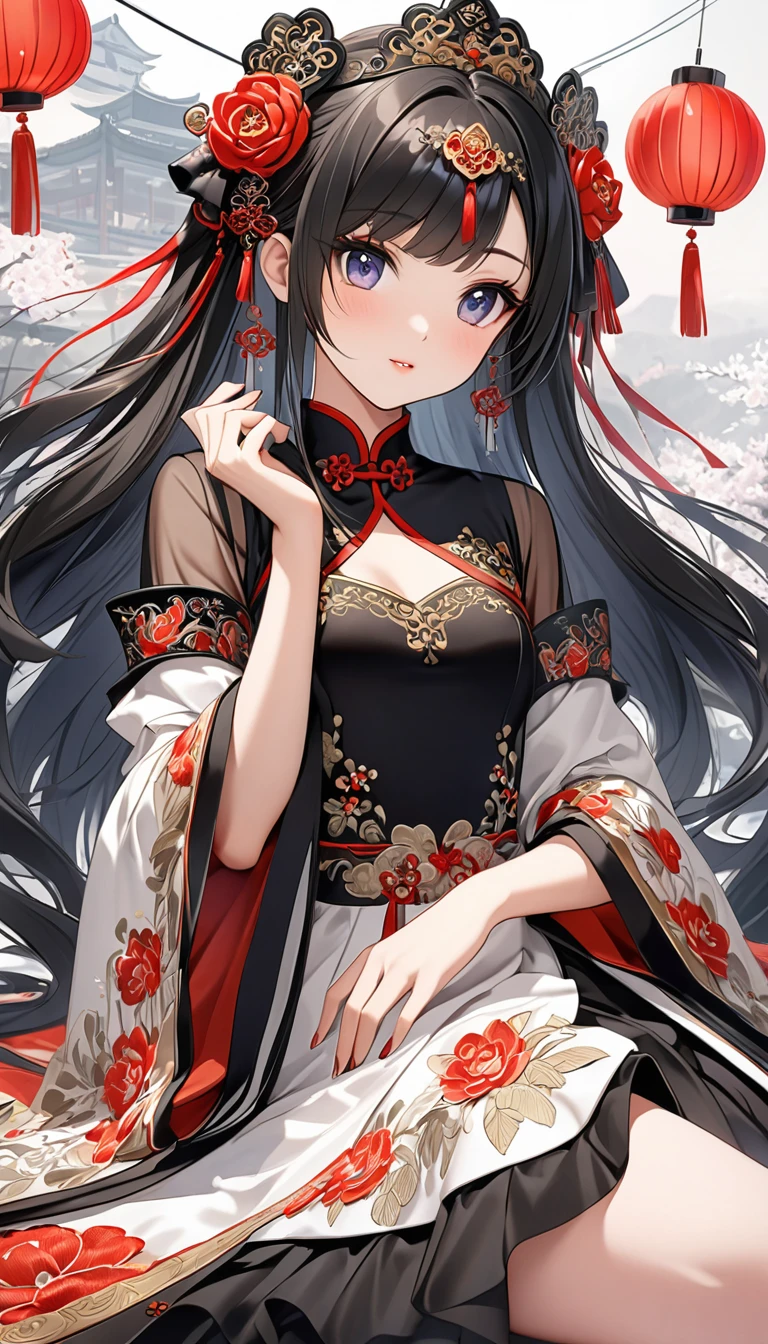 Beautiful -yeld Chse princesses with long black hair　Gorgeous embroidery, Ultra glossy, She&#39;s wearing a shiny royal long-sleeve uniform....　She is wearing a Chinese jacket　彼女達は花柄の赤いビニール布団の上でPoopをする　Extremely thick poop　　They climax and cry while cumming　She has hairy swollen pussy　They excrete a lot of waste.　Scat sex　Filth　Poop　Defecation　