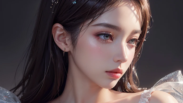(ultra detailed, absolutely resolution, best quality:1.3), a portrait of a beautiful woman's lips only, beautiful and lustrous lips, gloss, half-open, sigh, foggy filter effects, glitter effects, 2.5D, delicate and dynamic, artistic photography, hyper realistic, graphic CG digital art