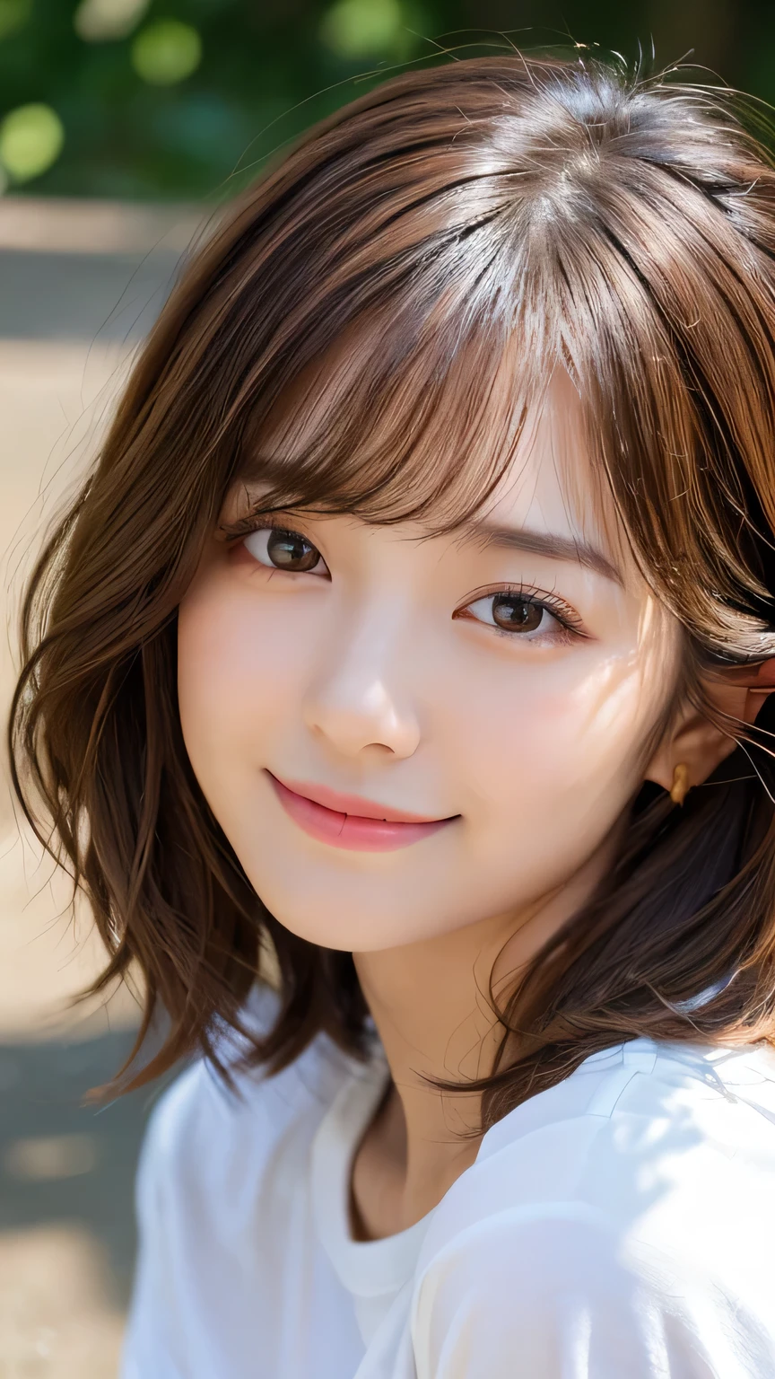 (1girl), Solo, Extremely cute, Amazing face and eyes, (Beautiful lovely smile), (extremely detailed beautiful face), bright shiny lips, (Best Quality:1.4), (Ultra-detailed), (A hyper-realistic, Photorealsitic:1.37), Beautiful fair skin, extremely detailed CG unified 8k wallpaper, RAW Photos, professional photograpy, Cinematic lighting,