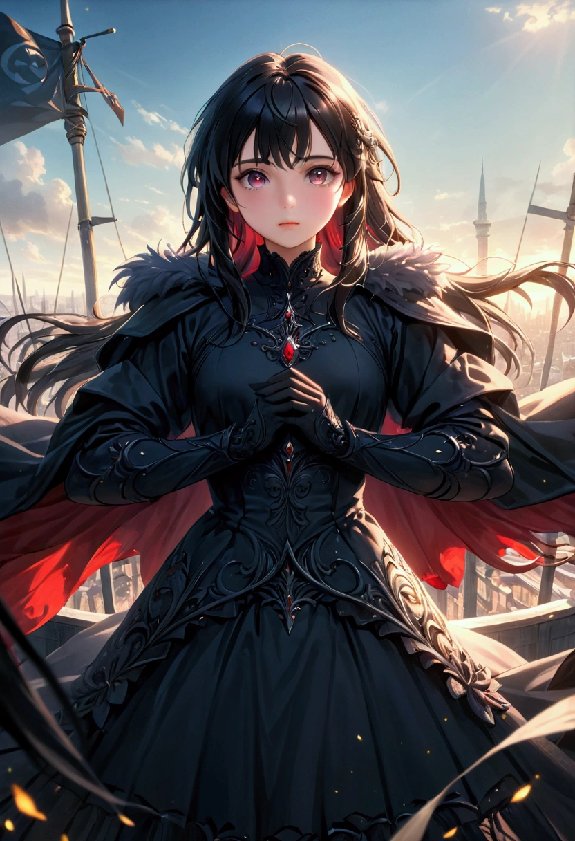 anime girl, 1girl, black hair, detailed digital anime art, anime epic artwork, detailed anime art, beautiful detailed eyes, beautiful detailed lips, extremely detailed eyes and face, long eyelashes, (best quality, 4k, 8k, highres, masterpiece:1.2), ultra-detailed, (realistic, photorealistic, photo-realistic:1.37), vibrant colors, cinematic lighting, dramatic lighting, high contrast, dynamic composition