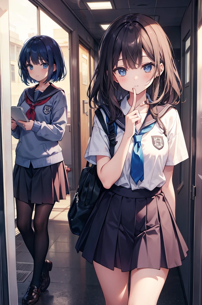 three girls, school, class