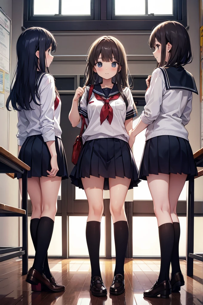 three girls, school, class