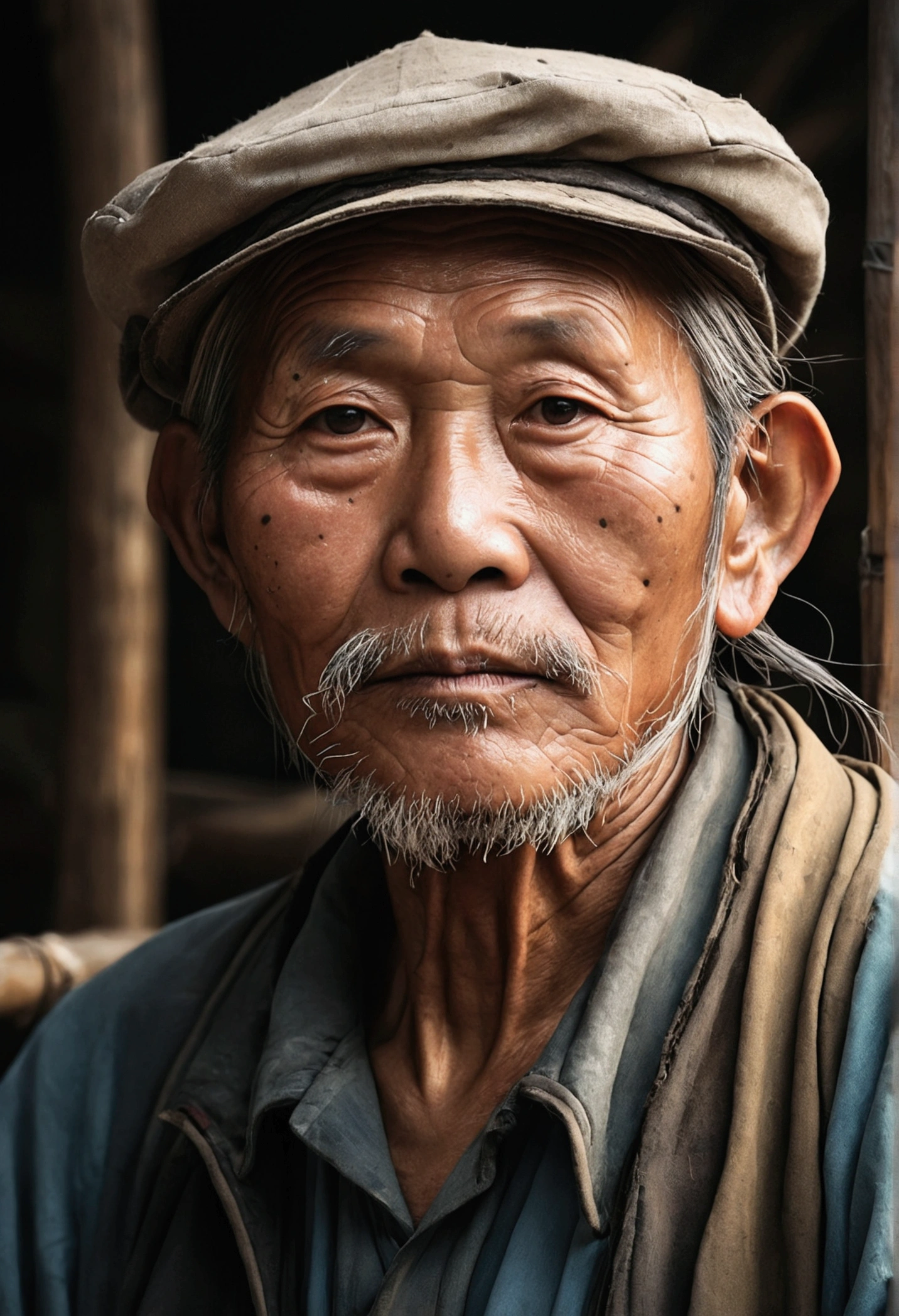 China-style，Old fishermen，Portrait works，Photographic works，Ultimate detail，Reasonable composition，tmasterpiece，high-class，figure portrait，8K，Movie light source，high qulity，