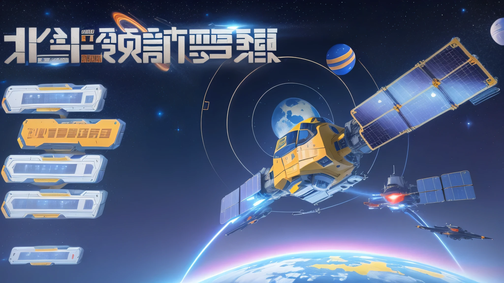 game interface，Game Icon，Beidou satellite，Sci-fi posters，Space，High-quality posters，High-definition quality，4K,