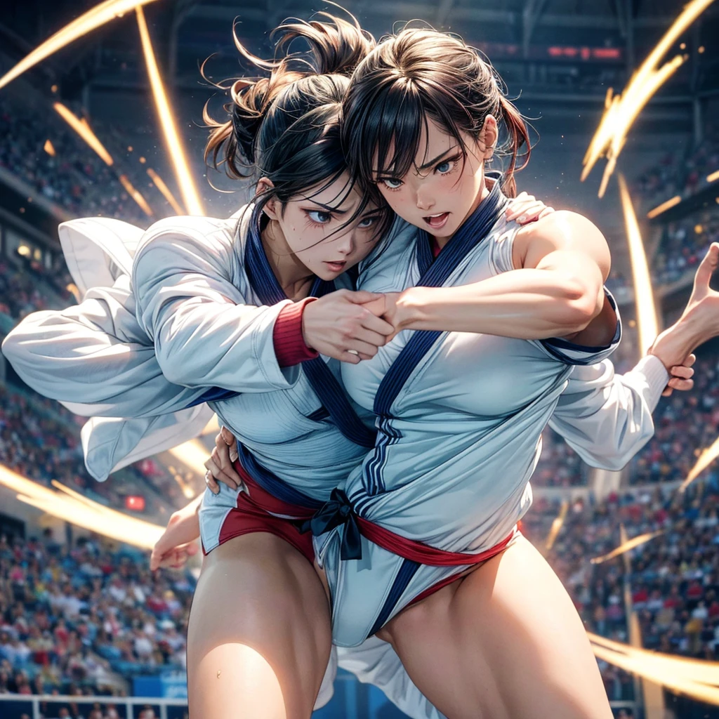 highest quality、​masterpiece、High sensitivity、High resolution、detailed description、Slim women、Olympic Games in Paris、judo、