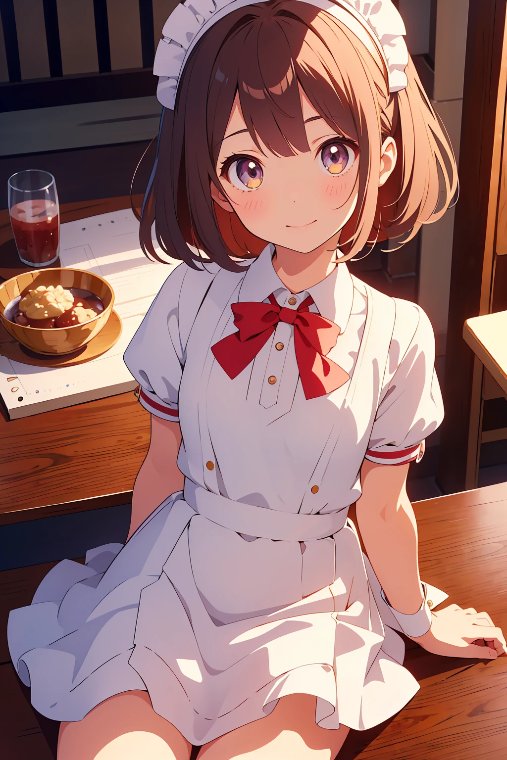 (Highest quality,Tabletop:1.2),(Anime Style,Comic Core:1.1),One Girl,Cute Style,Adorable,Highly detailed eyes,Highly detailed face,Very fine hair,About Hipdar,8k,solve,Maid,Maid服,