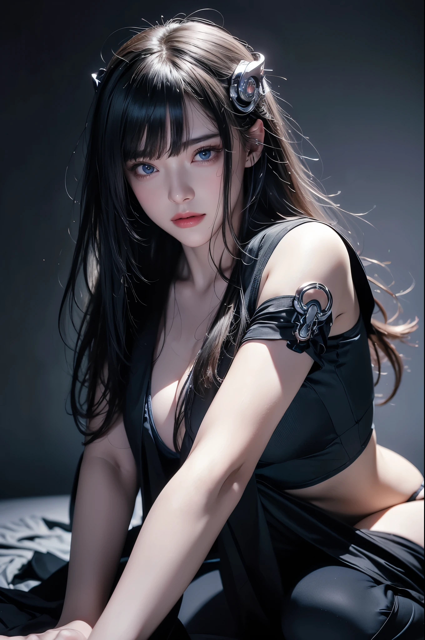 (msterpiece:1.3), (8k, RAW photo, best quality: 1.4), beautiful face, beautiful hairstyle, beautiful detailed eyes, beautiful skin, absurdres, attractive, ultra high res, highly detailed,NSFW, 1 girl in abandoned underground room, big breast,facial close up,necklace,arms behind back,evil smile,show vagina,bdsm,knife,vaginal object insertion,light long hair, ultra detailed skin,Heavy makeup, flower hairpin, naked,colorful patterned JK, dirty ground,lying on a rock,exposed pussy,stockings,Extreme vaginal dilation,bondage,dirty rock,sexy Tattoo on uterus,