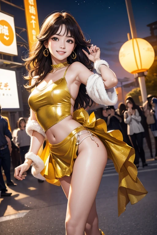 (Highest quality、 8k 、masterpiece、High resolution)、Full Body Shot、15 year old girl、Idol、Cute smile、Pretty lips、Adorable eyes、Dancing with a smile、Outdoor Stage、AKB48 Costumes、Realistic、Realistic、Official Art、Detailed CG、Professional Lighting、Professional photographer、