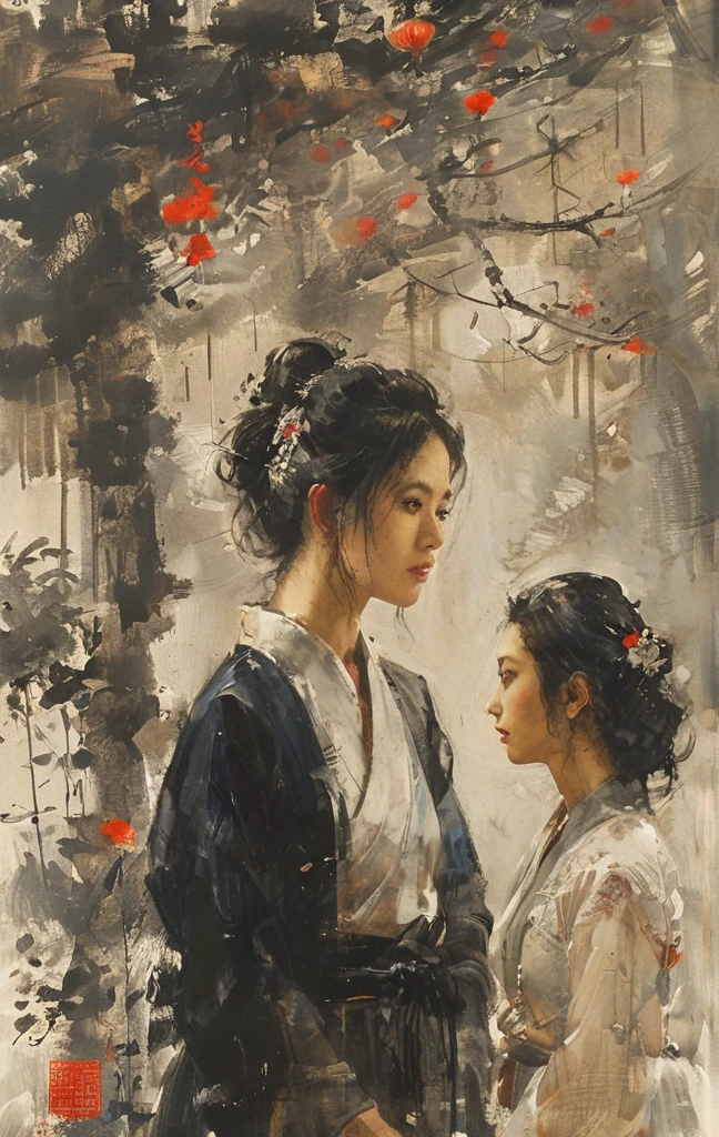 masterpiece,best quality,illustration,Fu Baoshi,