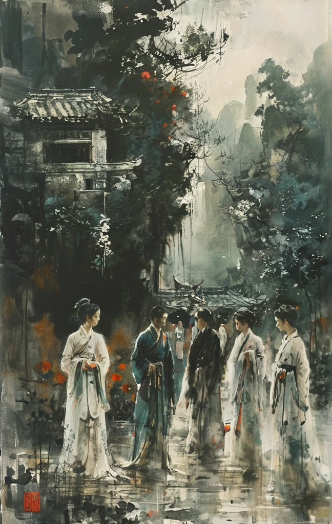 masterpiece,best quality,illustration,Fu Baoshi,