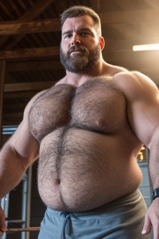 8K HIGH RESOLUTION HDR Very Extremely Realistic Very Detailed High Quality Create a professional studio-style 8K HDR Very Real photograph featuring a middle-aged daddy rugged bodybuilder muscle bears man , burly, very realy detailed hairy, 8K very realistic beared big daddy muscle bear,  and 8K very realistic detailed rugged burly man in shorts. Very Realistic detailed shorts, very realistic hair, very realistic beards, very realistic thick chubby fat neck, very realistic neck lines, very realistic detailed neck, very realistic belly, very realistic burly chest, very realistic detailed hairy burly strong chest and arms, very realistic detailed hairy burly strong chest and arms, very realistic pecs, very realistic burly muscle bear body, very realistic nipples, very realistic burly muscle bear body, very realistic face, very realistic detailed face, very realistic eyes, very realistic detailed eyes, very realistic pupils, very realistic detailed pupils, very realistic nose, very realistic ears, very realistic facial features, very realistic burly arms, very realistic elbows, very realistic hands, very realistic pecs, very realistic belly, very realistic human man body, very realistic bellybutton, very realistic wrists, very realistic fingers, very realistic fingernails, very realistic shoulders, very realistic mouth, very realistic lips, very realistic detailed skin, very realistic skin, very realistic mens clothing, very realistic detailed mens clothing. 8K HDR Very Realistic Hairy Bearded Burly Muscle bear Photoshoot, A very realistic burly muscle bear man in a Farm,  8K HDR Very Realistic Intricately Detailed, 8K HDR very realistic detailed Farm surroundings, 8K HDR very realistic surroundings lighting, No Deformities, captured with a 85mm lens by a world famous photographer, 8K HDR Very Ultra Realistic and 8K HDR Very Realistic Photograph, 8K HDR Clear HDR Quality full with very realistic real details 