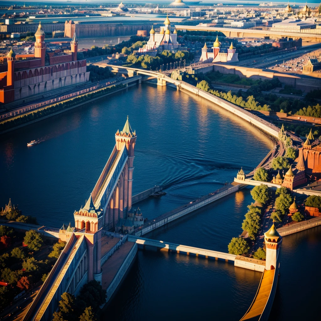 blue sky, evening light, (Aerial View of Kremlin complex of buildings:1.6), ((Beautiful woman is Floating in the Air)), Delicate white BodySuit, (Detailed beautiful face), wide angle lens f/2.8, ultra insane high resolution intricate textures, texture indentation, perfect perspective, Geometric, in another dimension worlds, fire all around, energy fields, ((luminism)), ultra detailed busy background, tessellation, maximalism, IPA Award wining masterpiece