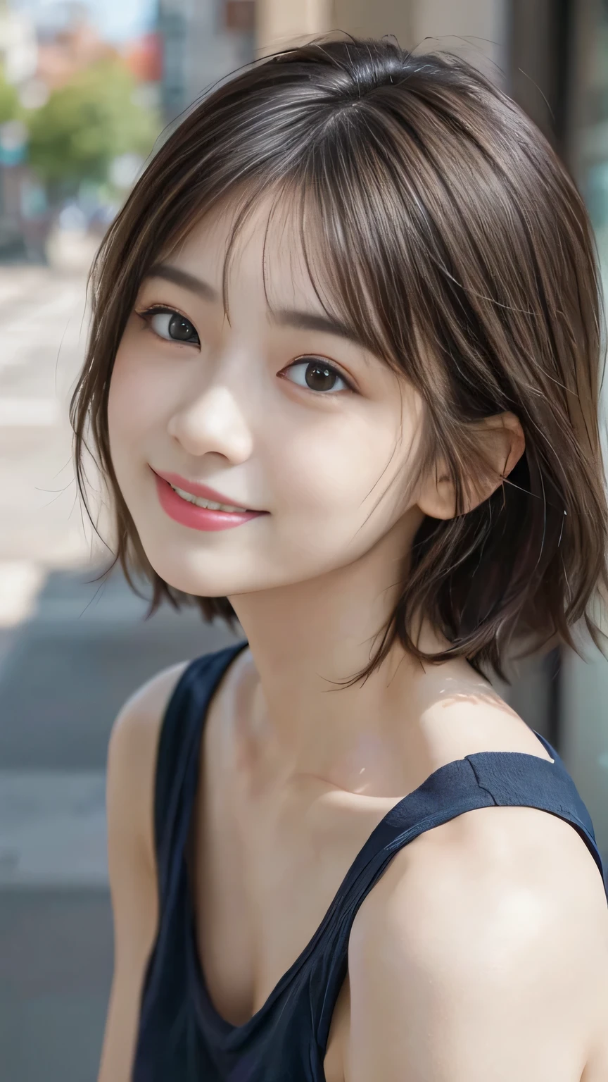 Look here and laugh、masterpiece, One Girl, alone, Glowing Eyes, Colorful summer clothes, , masterpiece, Highest quality, Realistic, Ultra-detailed, blue sky, , (Very delicate and beautiful work), ((Masseter muscle area)), (Highest quality), One Woman, 18-year-old, (Sexually excited face:1.4), ( Shoulder cut hair,(Fair skin:1.2), Bright lighting, Natural light, Realistic lighting, Nice lips、Delicate face、(Realistic、photograph_Realistic:1.4)、((Highest quality、masterpiece:1.3))、20-year-old、((Brown Hair))、((tracing))、((functional))、、A smile full of happiness、男性を魅了するtracing、A seductive smile、short hair、