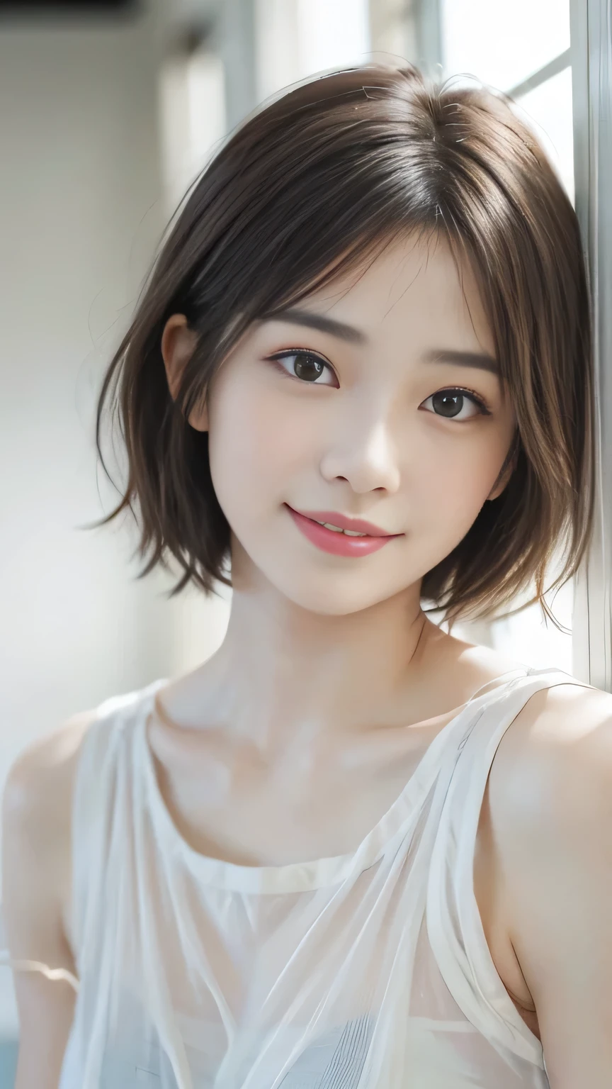 Look here and laugh、masterpiece, One Girl, alone, Glowing Eyes, Colorful summer clothes, , masterpiece, Highest quality, Realistic, Ultra-detailed, blue sky, , (Very delicate and beautiful work), ((Masseter muscle area)), (Highest quality), One Woman, 18-year-old, (Sexually excited face:1.4), ( Shoulder cut hair,(Fair skin:1.2), Bright lighting, Natural light, Realistic lighting, Nice lips、Delicate face、(Realistic、photograph_Realistic:1.4)、((Highest quality、masterpiece:1.3))、20-year-old、((Brown Hair))、((tracing))、((functional))、、A smile full of happiness、男性を魅了するtracing、A seductive smile、short hair、