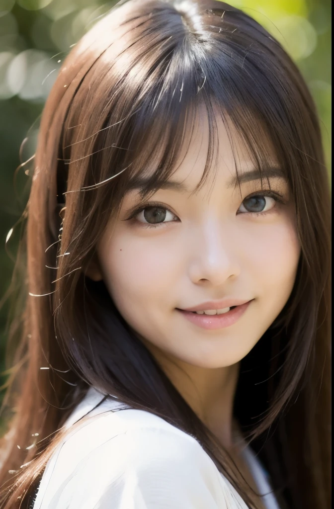 best quality, face focus, soft light, ultra high res, (photorealistic:1.4), RAW photo,(Shinozaki Ai), white skin, kawaii,
1 Japanese girl, solo, cute, smile, (pupil, lights in the eyes), detailed beautiful face,(high resolution detail of human skin texture),(long hair),(portrait), upper body, white traditional kimono, in the forest,