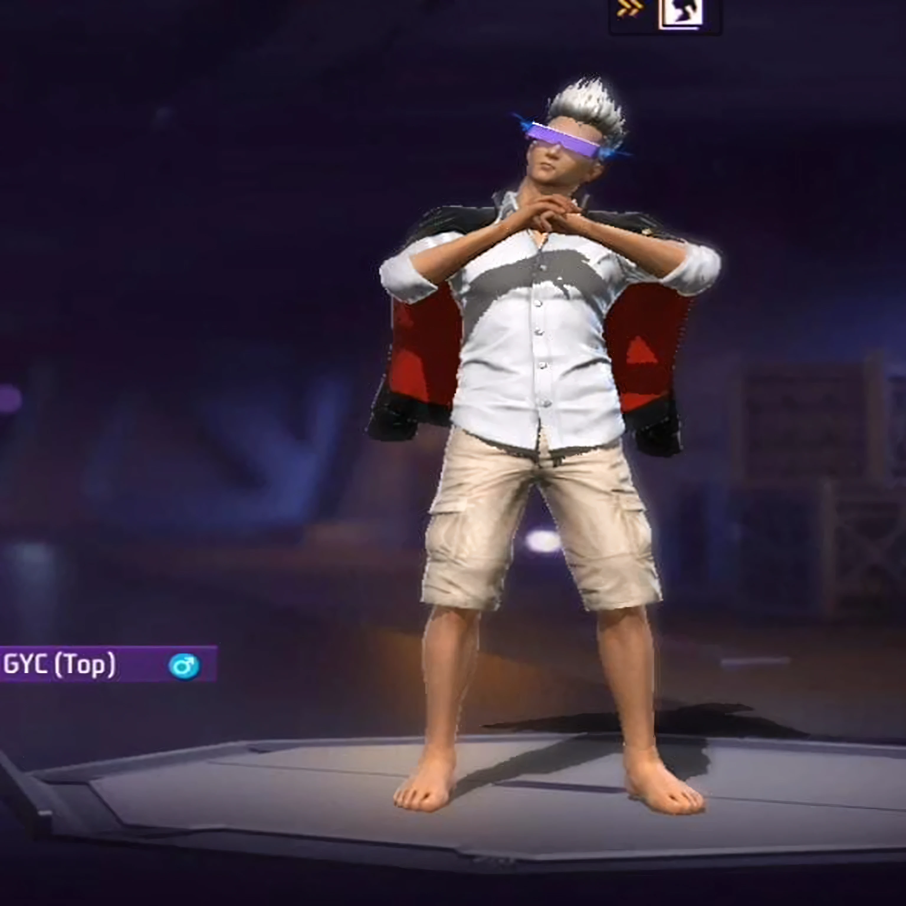 a close up of a person standing on a platform with a jacket on, as a character in tekken, wearing netrunner clothing, character from king of fighters, style of starfinder, xqc, wearing cloak on blasted plain, fashion gameplay screenshot, mechanic punk outfit, new character, this character has cryokinesis, skinny male fantasy scientist, epic style, epic pose