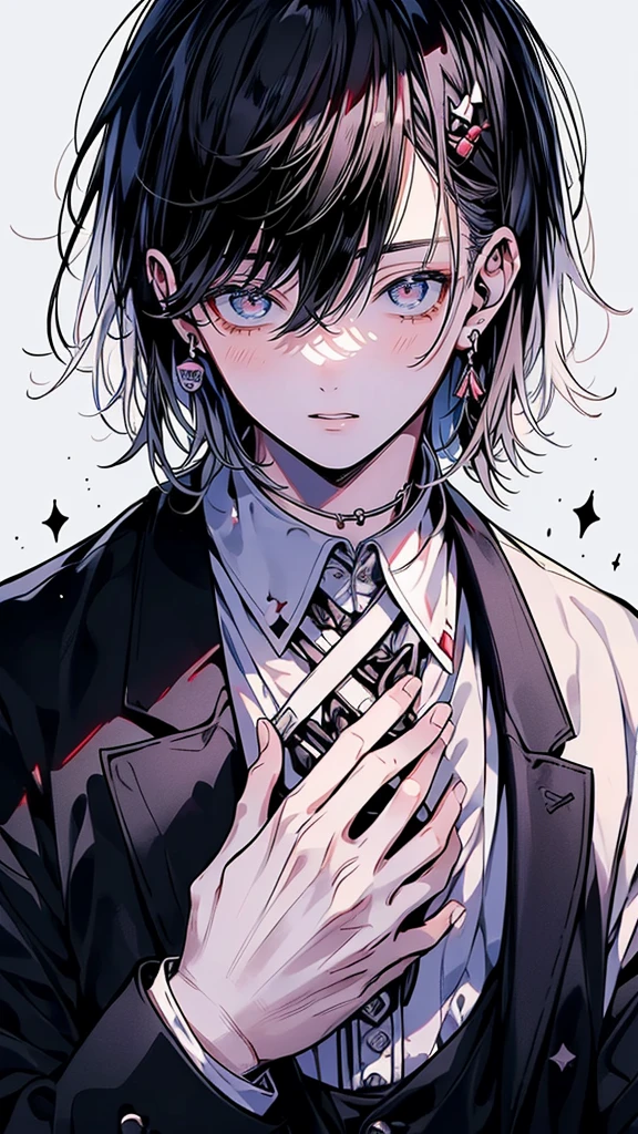 (Mastepiece), (Best Quality), Very detailed, ((Two friendly men)), Perfect Face, Beautiful Face, Very detailed顔,(Black Haired Man:1.3),(Man with white hair:1.3),suit,shirt
