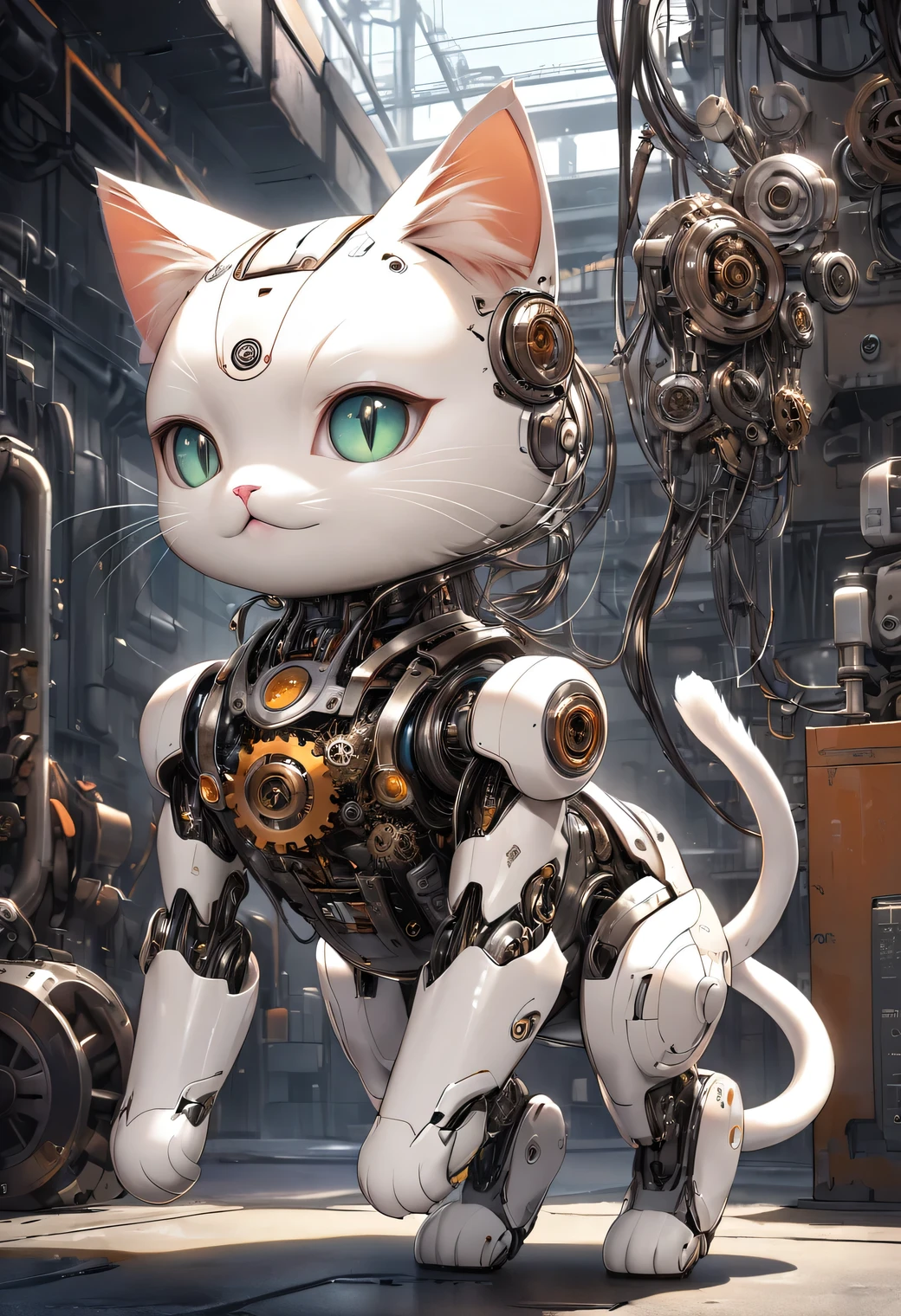 a cute mechanical life form Ladybug:1.4,sci-fi,steel,gears,wires,android,cyborg,machinery,industrial