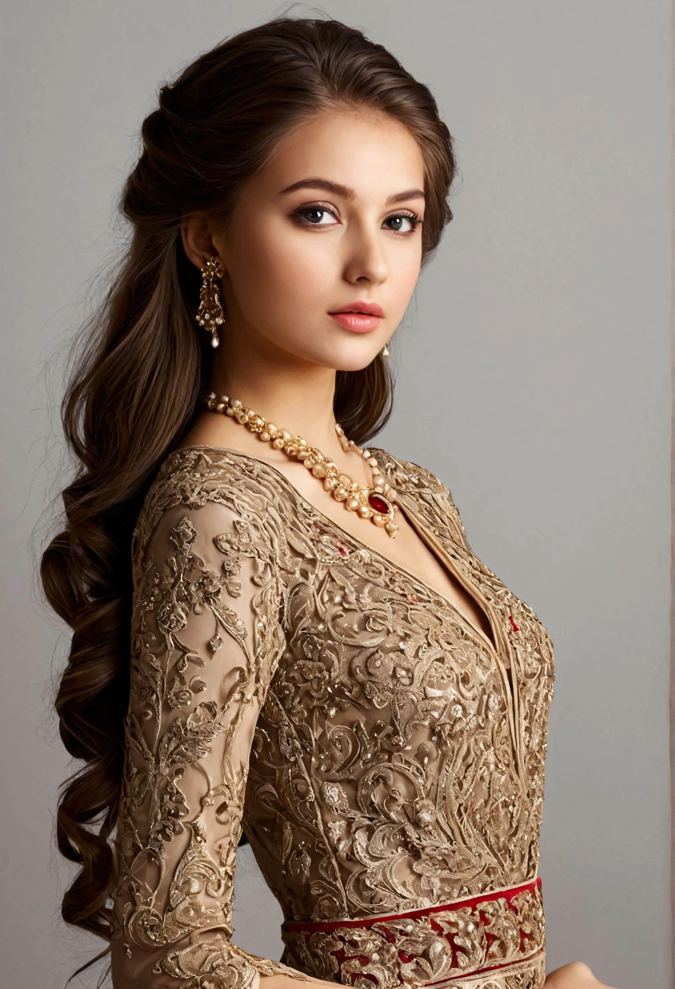 Stand beautiful girl behind of him