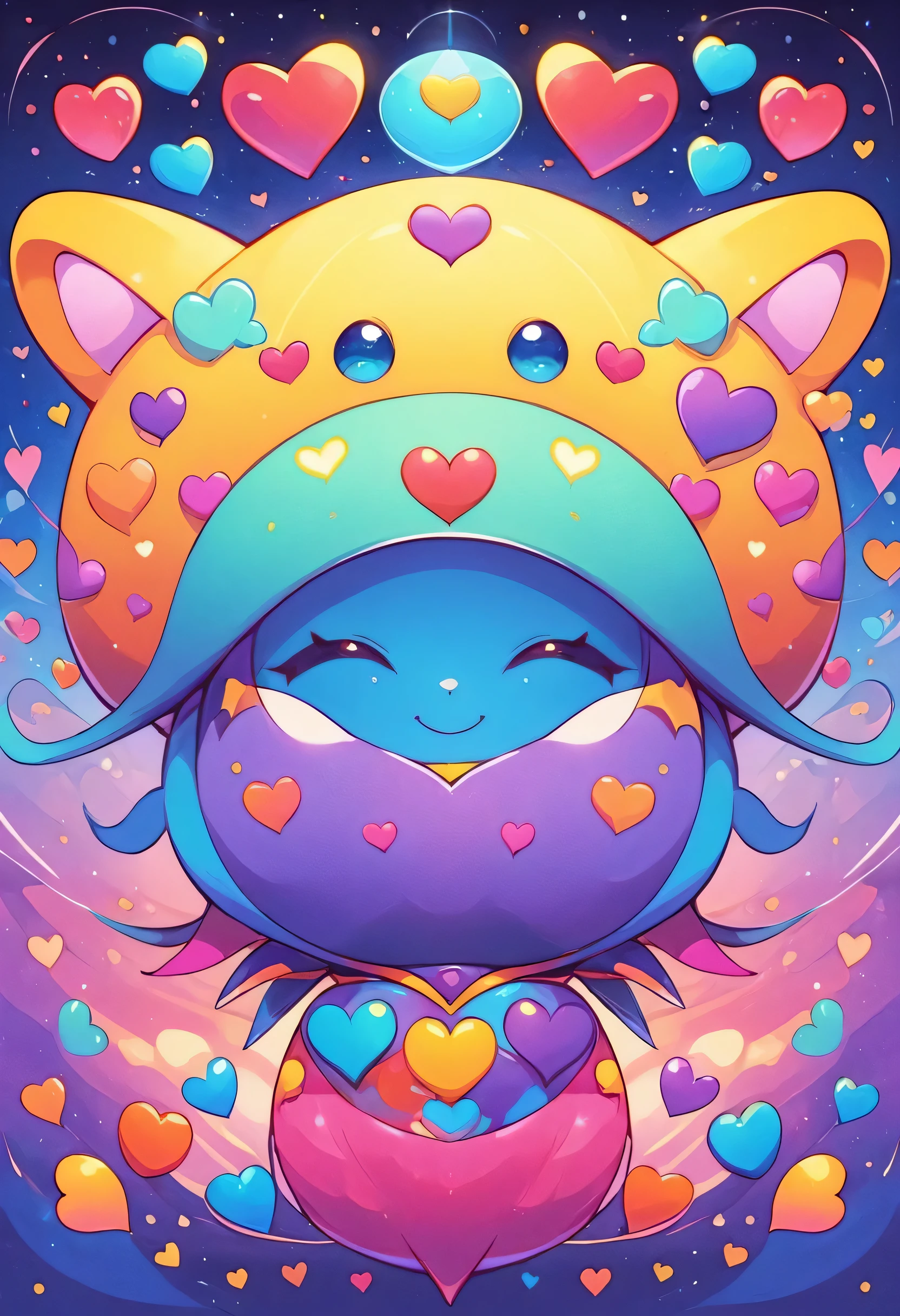 Micho colorfull style, Simple Line Initialism,Abstract art,(((The most beautiful girl of all time))), Sweet face. colorful hearts, funny design, (((bosom buddy ))), (((Cute Aliens))), The background is space