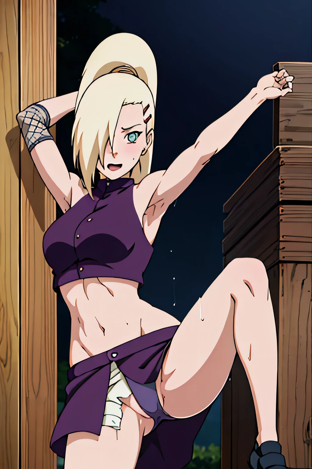 Ino Yamanaka, Naked, Naked, Naked, charming, Groin, cowboy shoot, Extraordinarily detailed face,bathroom, sunny day, Daytime, upper body view, anime style, alone, House details, Blonde, ((One eye is covered with fur., Hair over the eyes)), Medium bust, Belly button, looking at the audience, ( curved body), hidden eyes, smile, open mouth, very happy, high, Hair clips, Looks sharp, Sharp face, Sharp eyes, cool colors,Knees up,Beautiful legs,Leg kick,Fighting posture, jump,((Show your legs,Soaking wet, blushing)), Wet skin, Wet hair, I shake my back., Daytime, Soaking wet in oil, drops of oil, water dripping, running water, ความละเอียดhigh, best quality, sexy