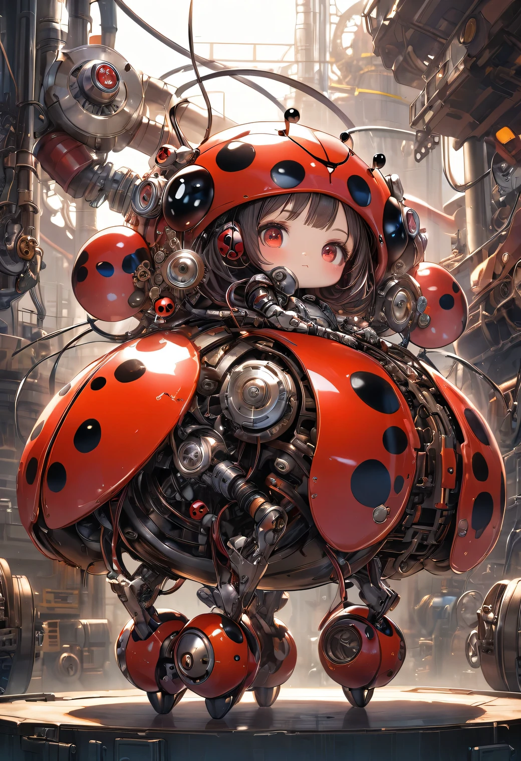 a cute mechanical life form Ladybug:1.4,sci-fi,steel,gears,wires,android,cyborg,machinery,industrial