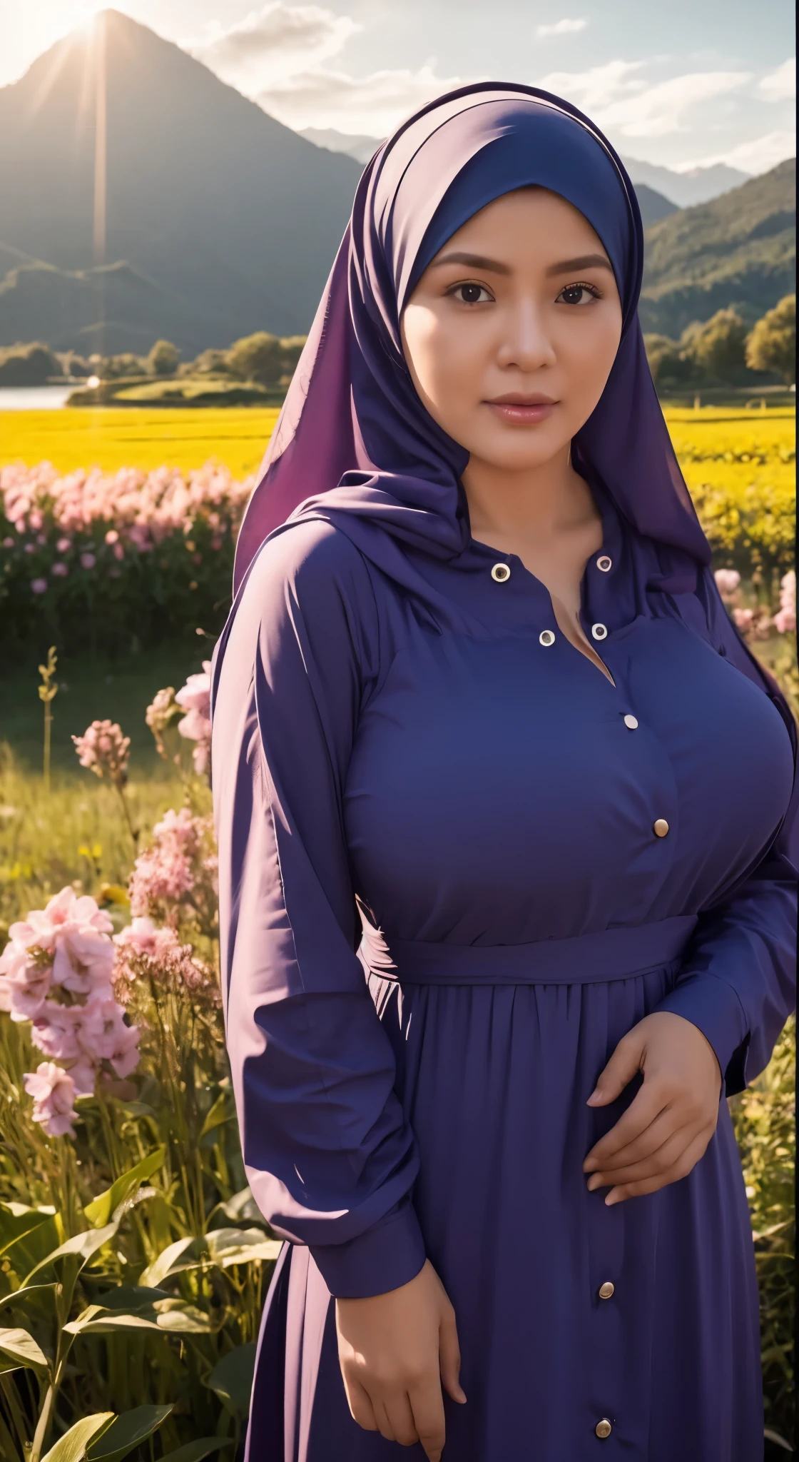 50 years Old, Hijab Indonesian mature woman, Big Tits : 66.9, Gamis, Breast out from her clothes : 1.9, at doctor office, Dark light, at Nighttime